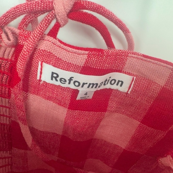 REFORMATION CHRISTEN PLAID PLEAT MIDI SUNDRESS IN CONCHA CHECK B850 - Picture 3 of 5